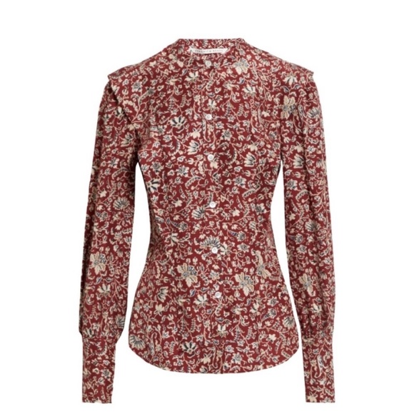 Veronica Beard 100% Silk Size 2 red blouse - Picture 5 of 7